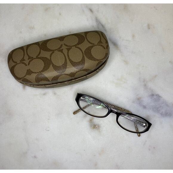 Coach Eyeglasses Frames Brown ANNABEL W Case Dragonfly Design Logo Sold As Is - Picture 1 of 9
